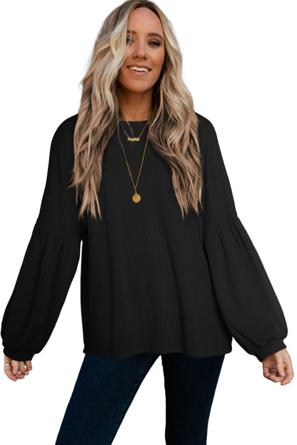 Textured Lantern Sleeve Top