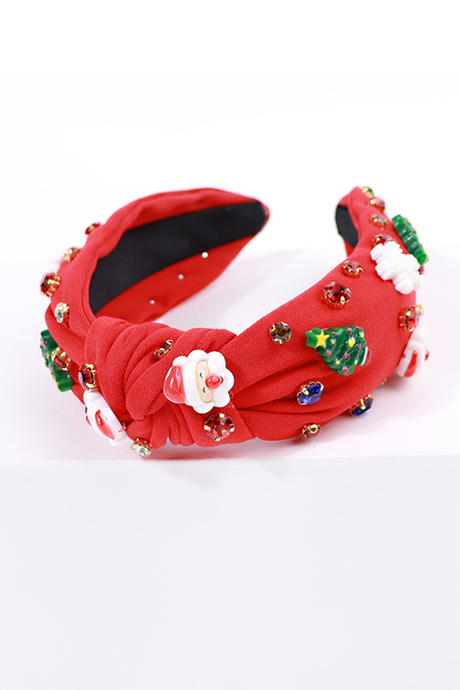 Fiery Red Cartoon Christmas Charm Rhinestone Knotted Headband