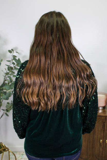 Green Sequin Velvet Blouse November.