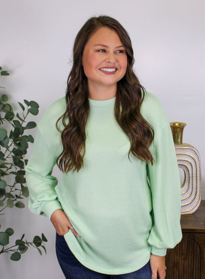 Light Green Ribbed Top November.