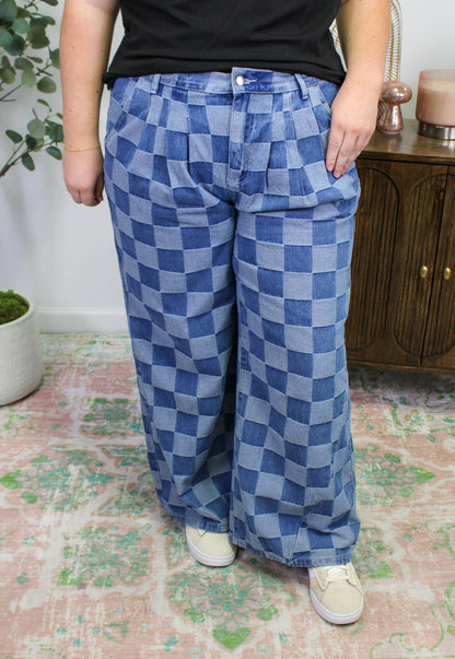 Blue Checkered Denim Pants November.