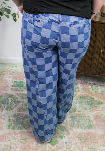 Blue Checkered Denim Pants November.