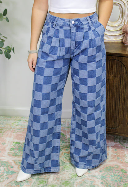 Blue Checkered Denim Pants November.