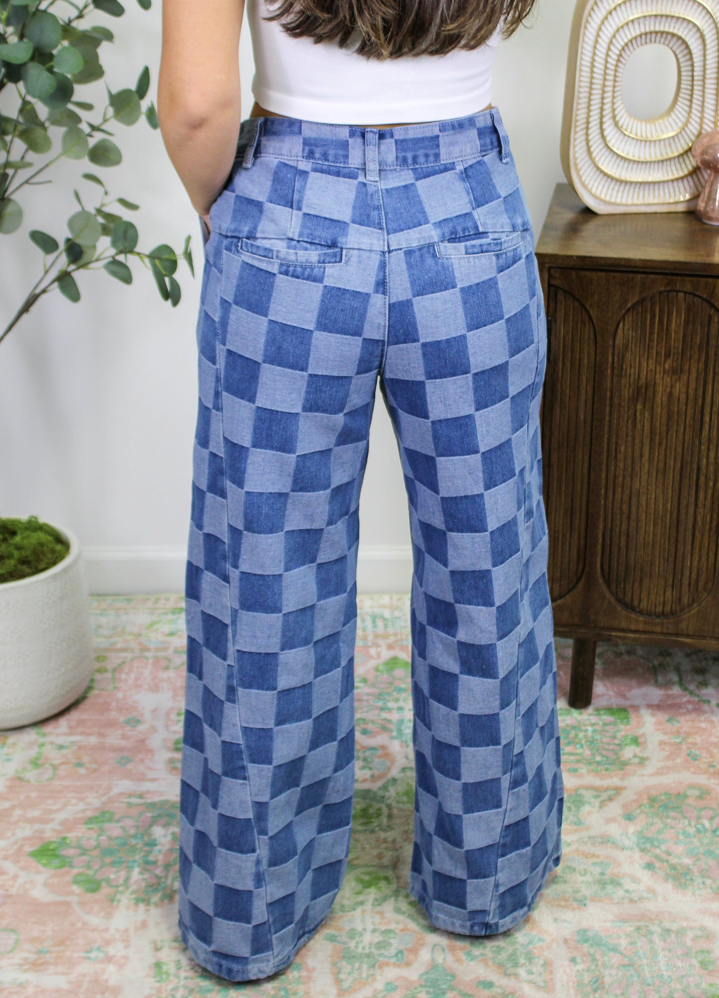 Blue Checkered Denim Pants November.