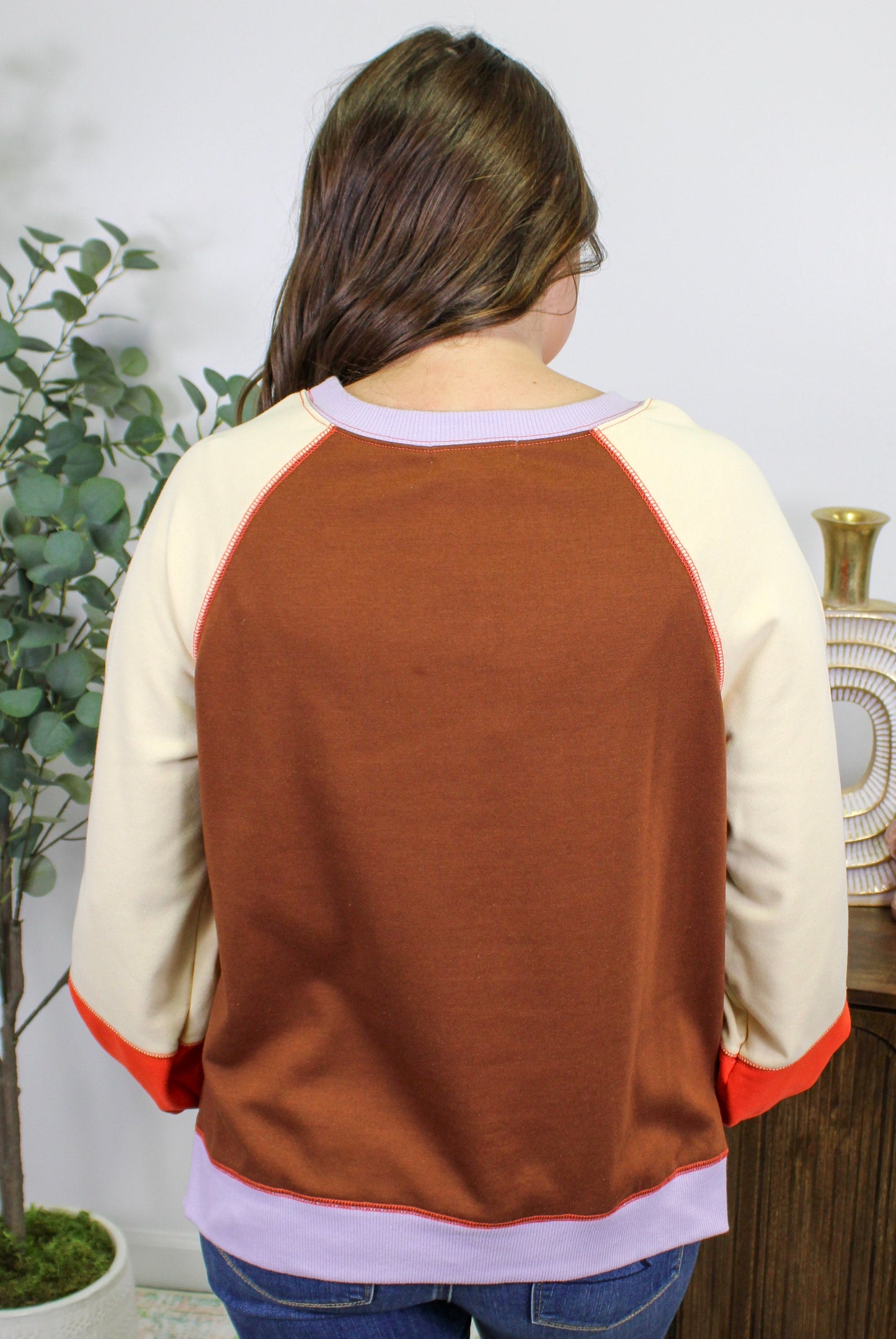 Burnt Orange Colorblock Pullover November.