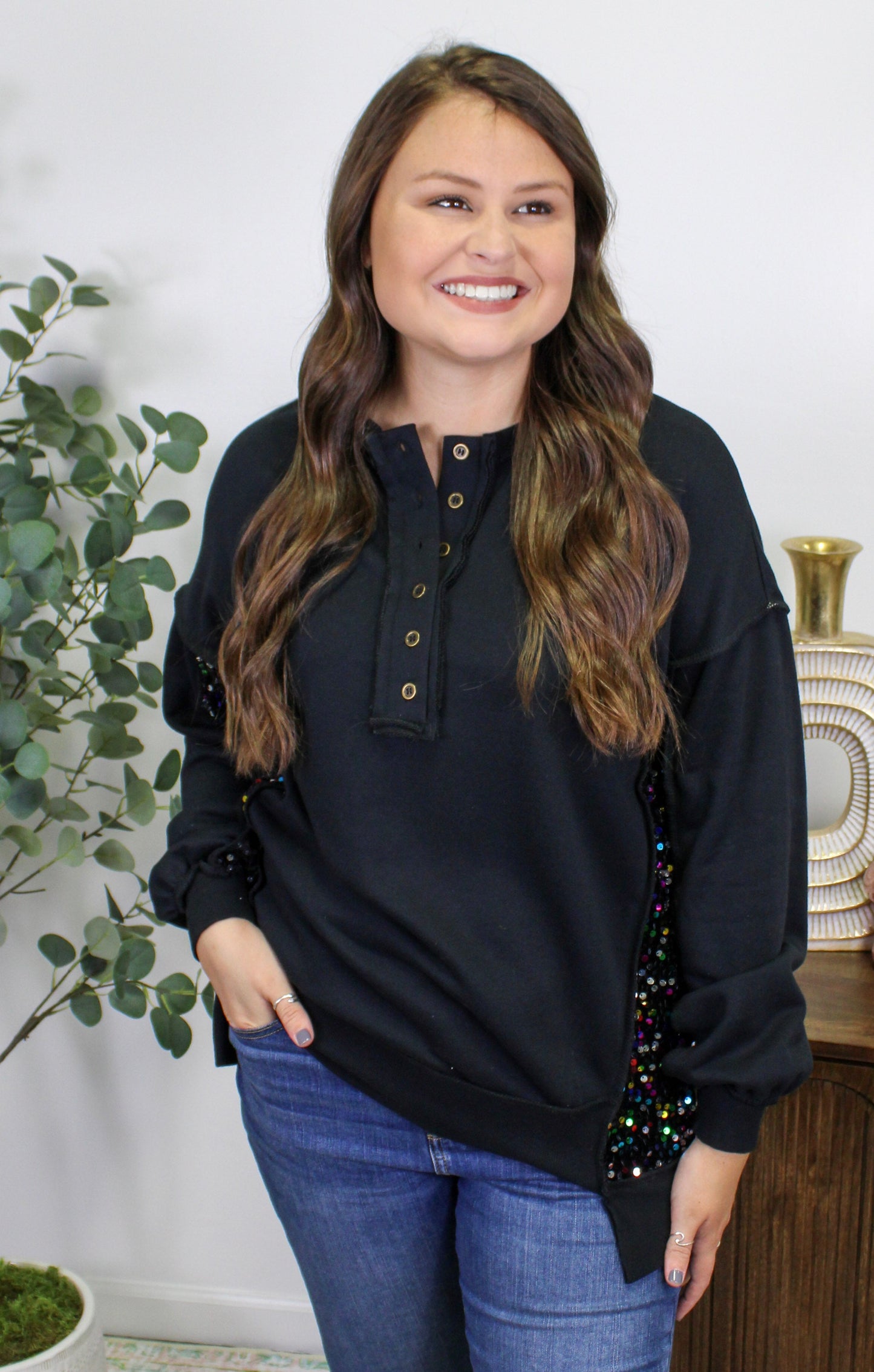 Sparkle Henley Pullover LT