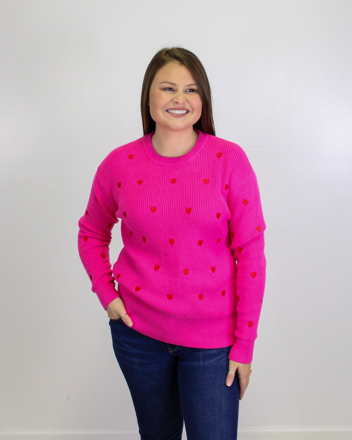 Pink Mini Hearts Sweater RTS