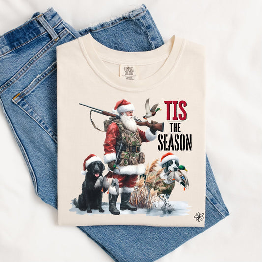 Tis The Season- Santa And Dogs Tee.