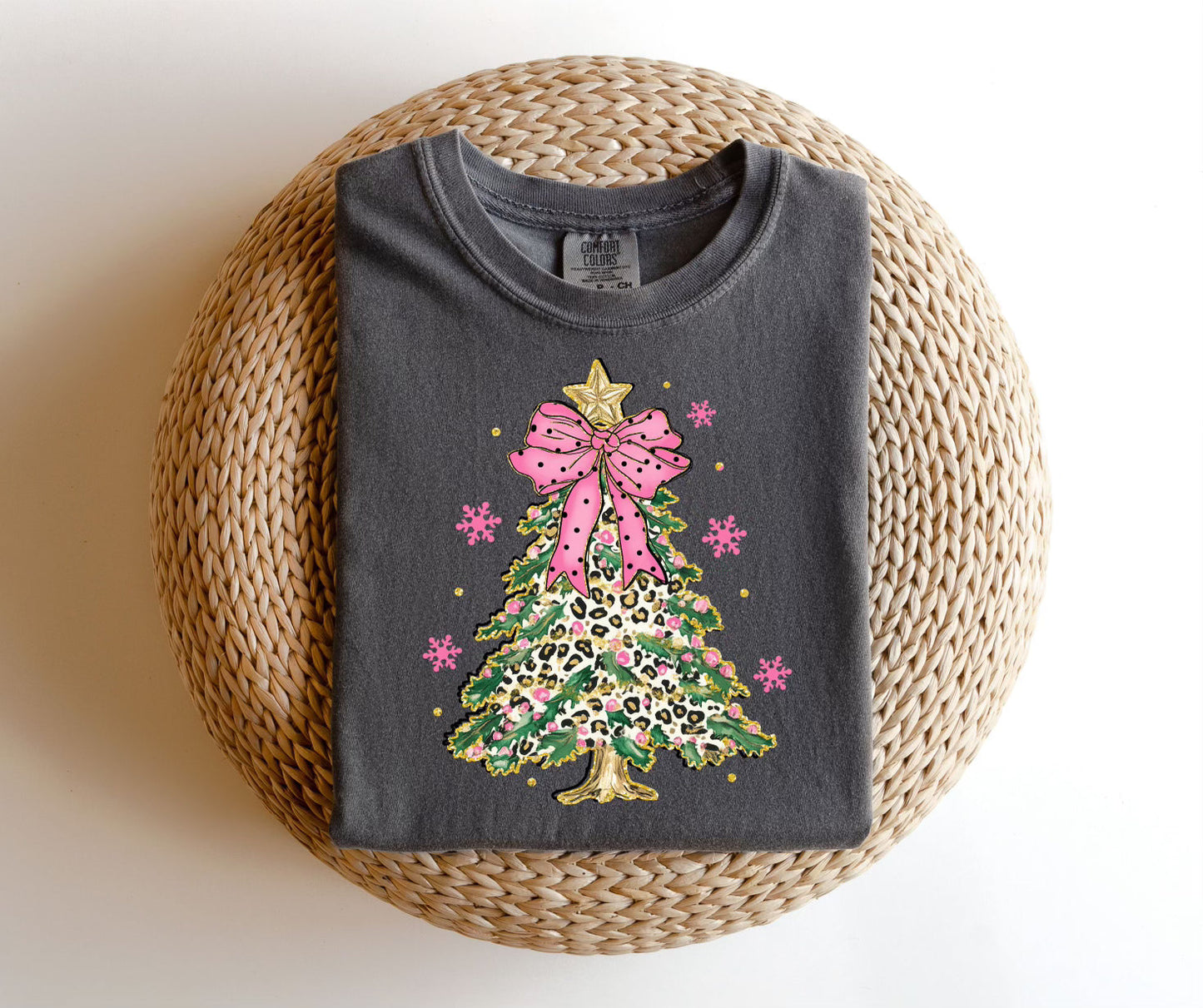 Christmas Tree With Cheetah Print TEE.