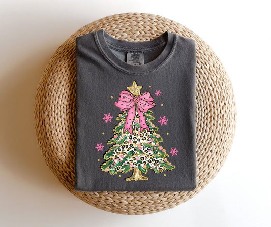 Christmas Tree With Cheetah Print TEE.