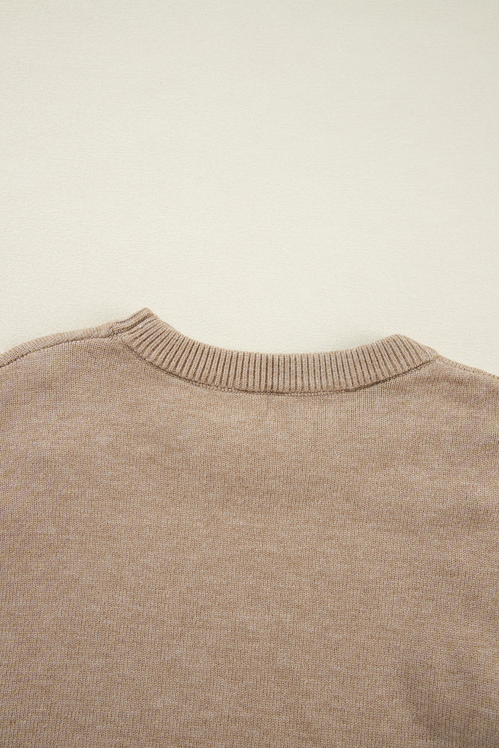 Smoke Gray Pearl Drop Shoulder Round Neck Sweater