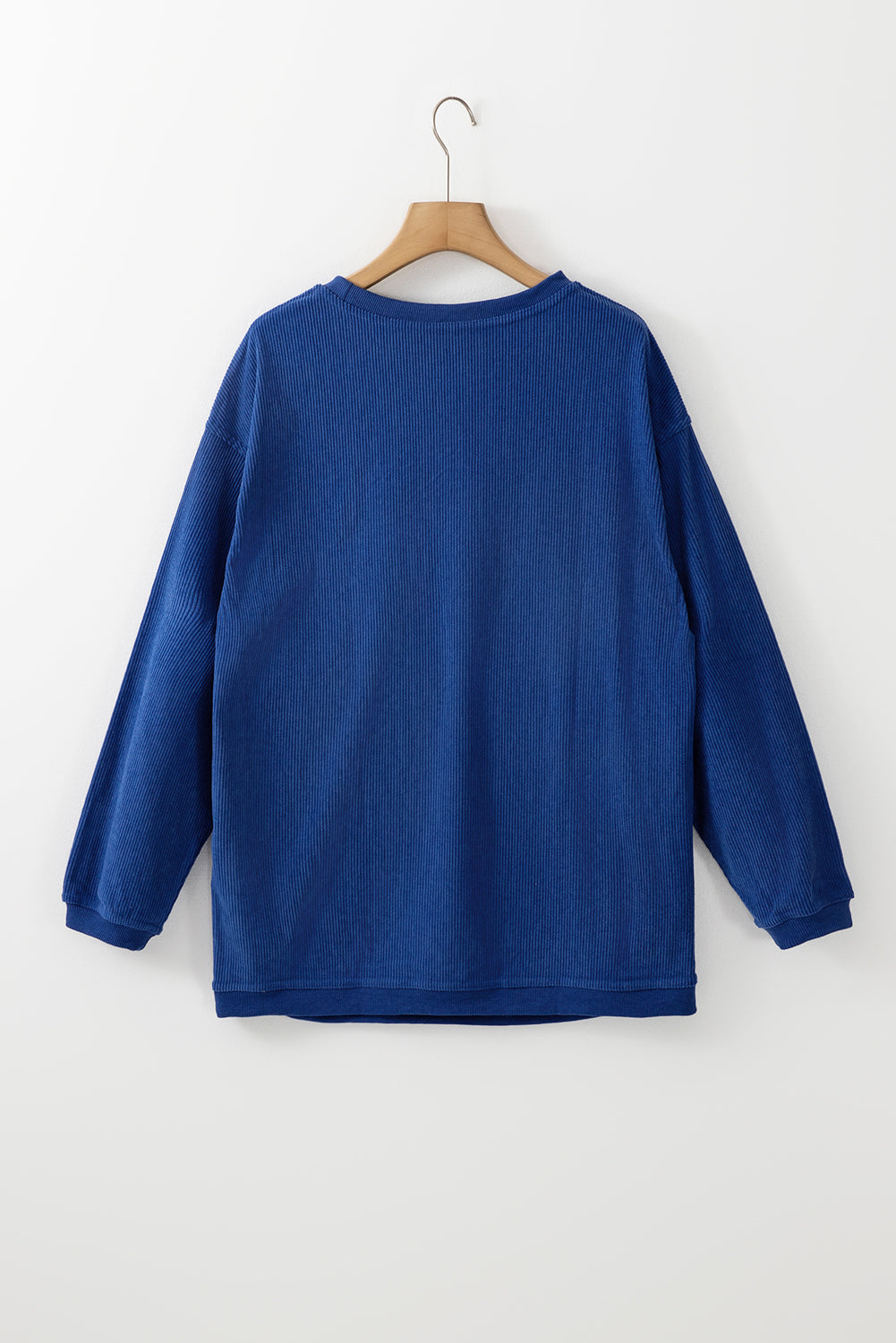 Plain Drop Sleeve Crinkle Rib Oversized Sweatshirt