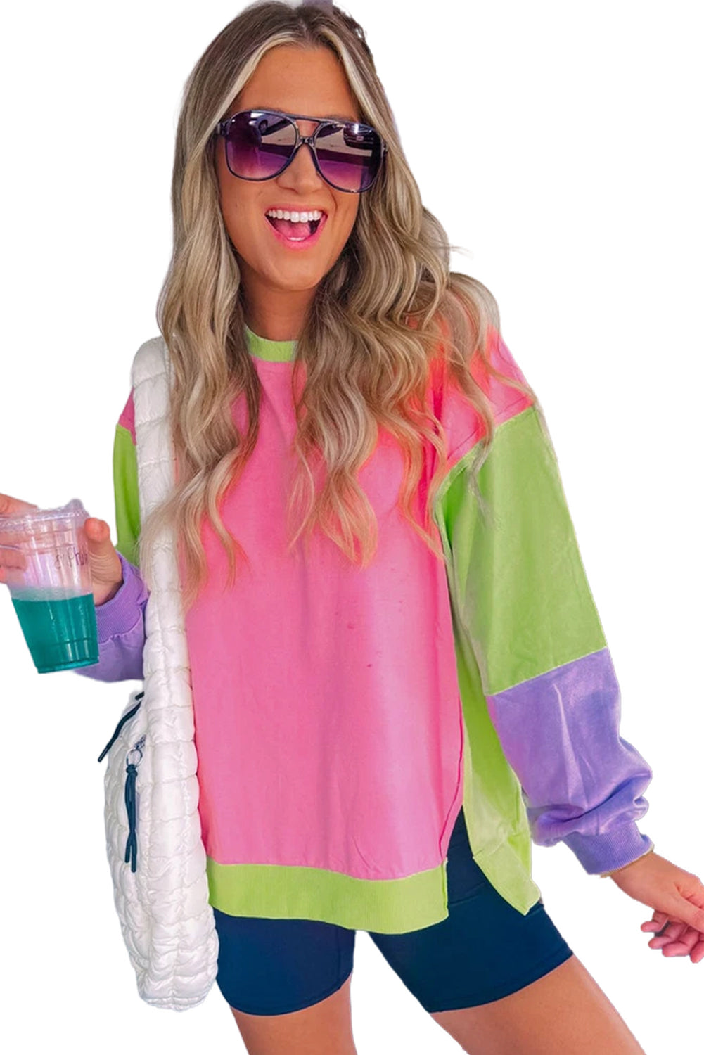 Colorblock Patchwork Oversized Sweatshirt