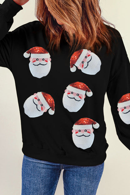 Sequins Santa Claus Graphic Christmas Sweatshirt