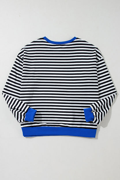 Green Stripe Contrast Edge Oversized Sweatshirt