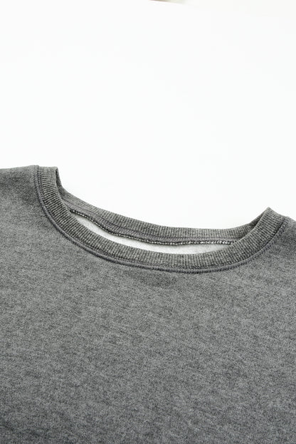 Grey Casual Color Block Drop Sleeve Sweatshirt