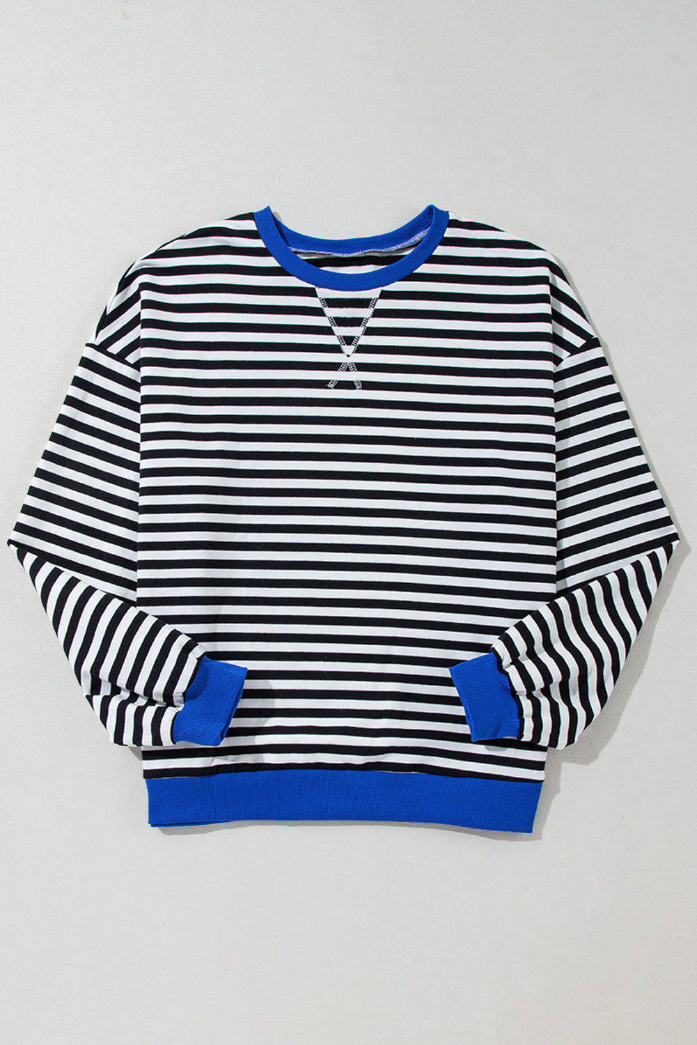 Green Stripe Contrast Edge Oversized Sweatshirt