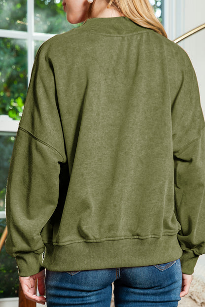 Washed Drop Shoulder Crewneck Pullover Sweatshirt