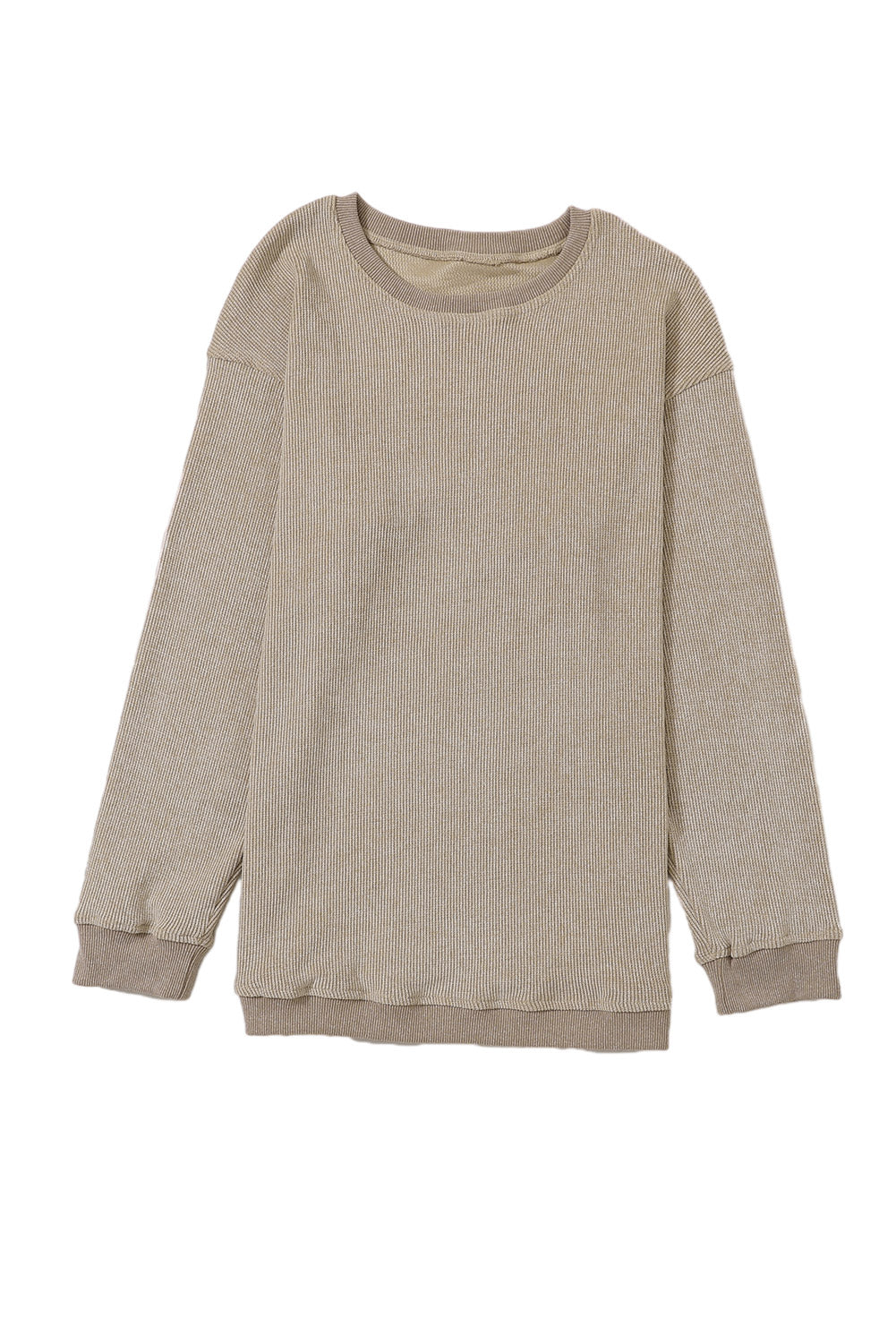 Ribbed Round Neck Drop Sleeve Pullover Sweatshirt