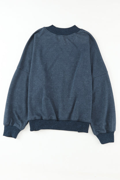 Washed Drop Shoulder Crewneck Pullover Sweatshirt