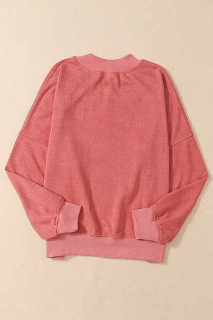 Washed Drop Shoulder Crewneck Pullover Sweatshirt