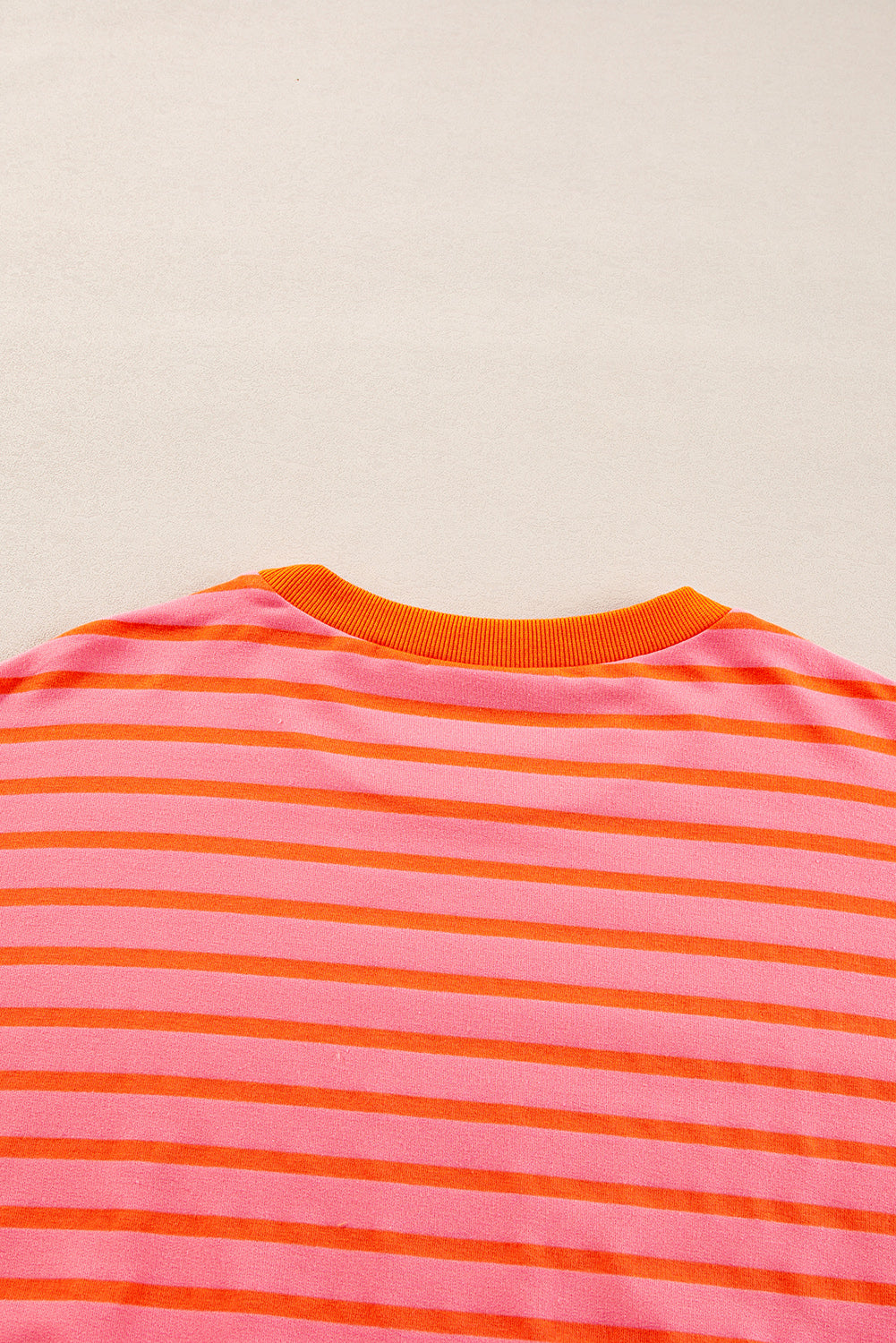 Orange Stripe Drop Shoulder Crew Neck Loose Sweatshirt