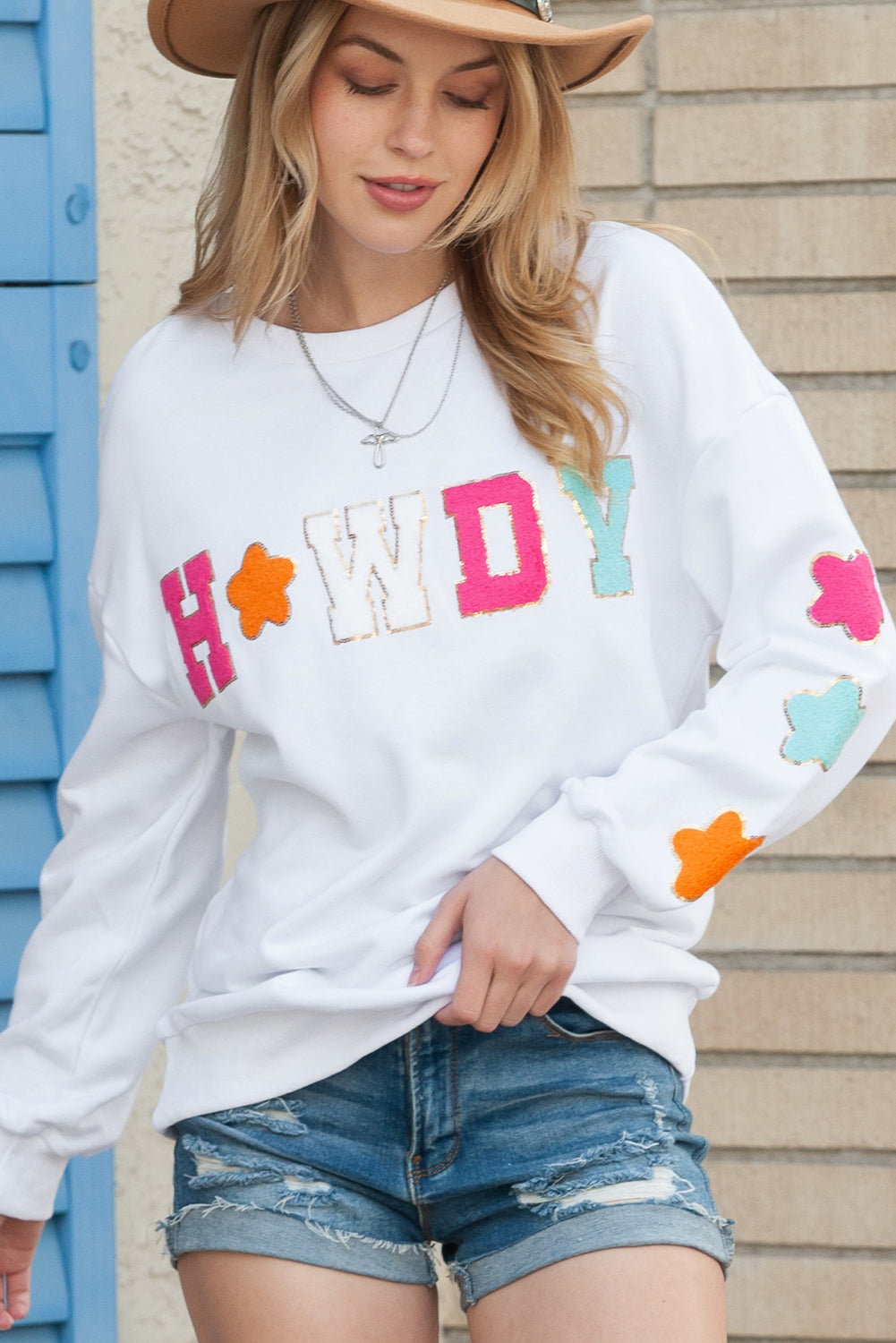 Glitter Howdy Patch Casual Star Sweatshirt