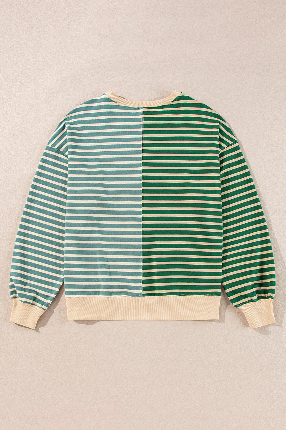 Sky Blue Stripe Colorblock Drop Shoulder Oversize Sweatshirt