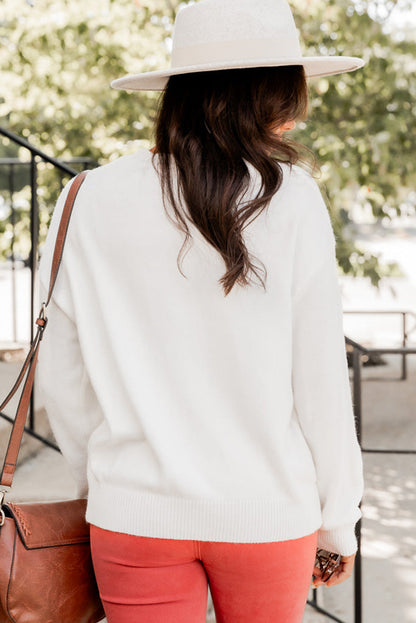 Thankful Ivory Embroidered Sweater