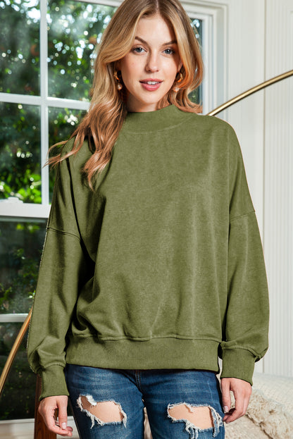 Washed Drop Shoulder Crewneck Pullover Sweatshirt