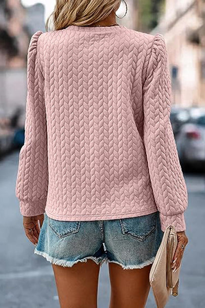 Quilted Puff Sleeve Sweatshirt