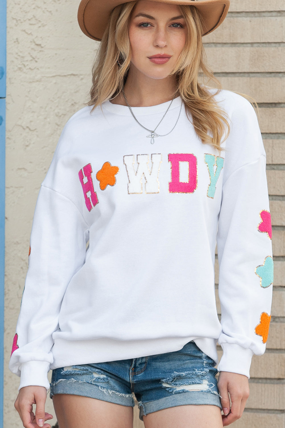 Glitter Howdy Patch Casual Star Sweatshirt