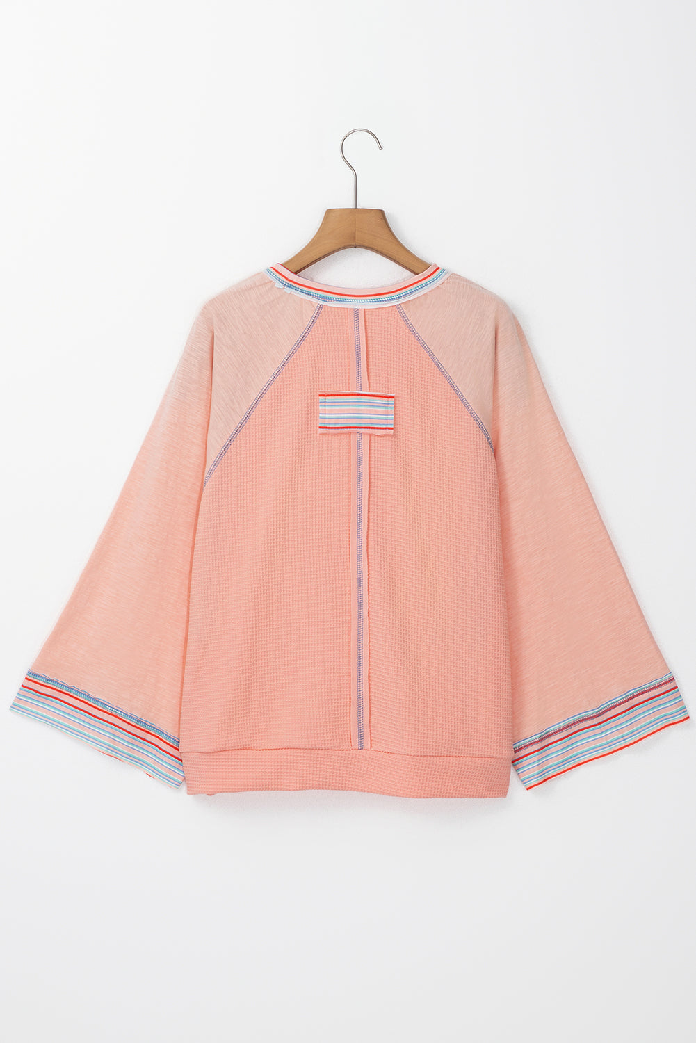 Patchwork Long Sleeve Waffle Top