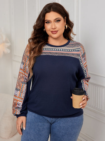 Plus Size Printed Long Sleeve Sweatshirt