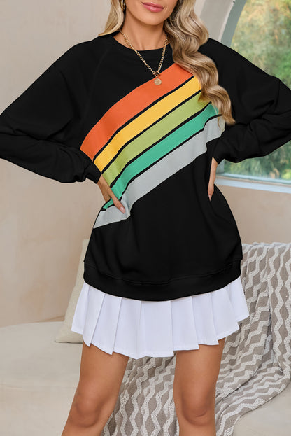 Rainbow Colorblock Pullover Sweatshirt