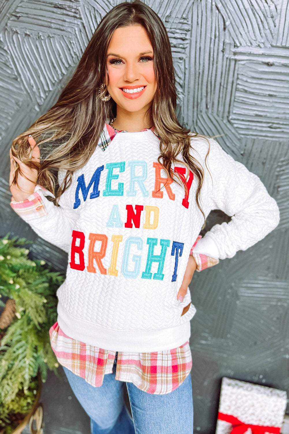 Merry and Bright Quilted Sweatshirt