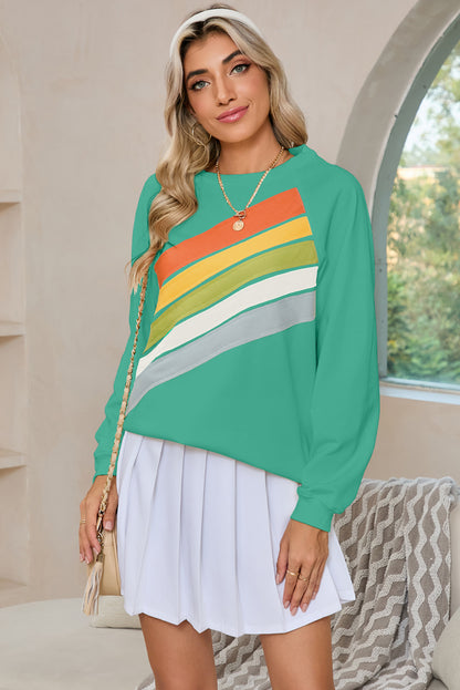 Rainbow Colorblock Pullover Sweatshirt