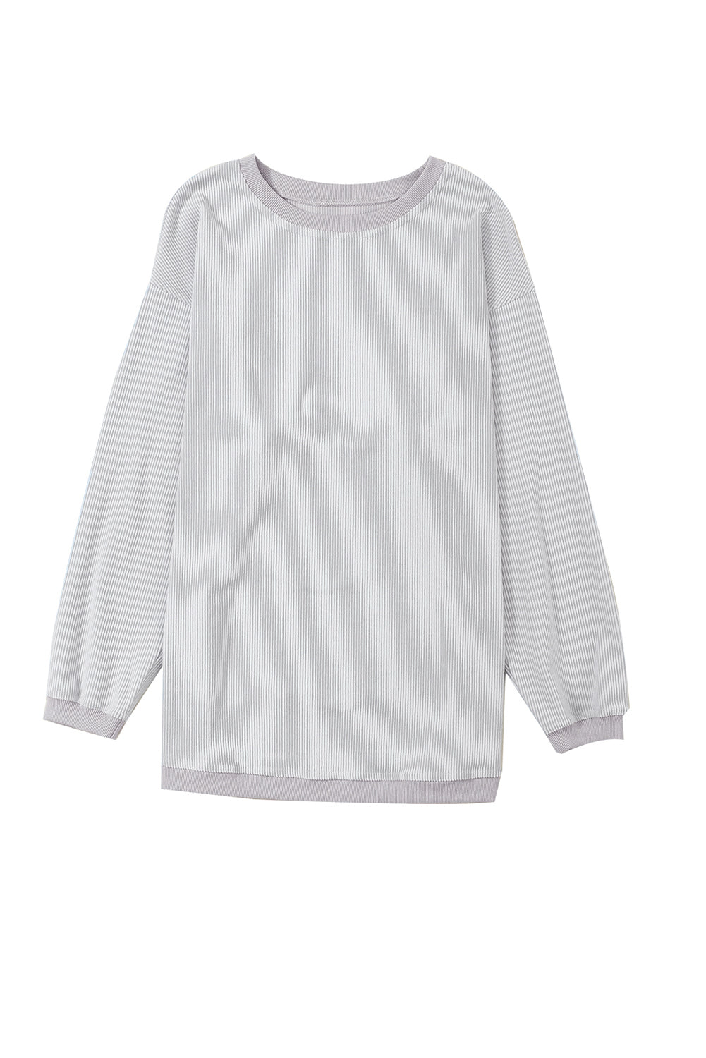 Plain Drop Sleeve Crinkle Rib Oversized Sweatshirt